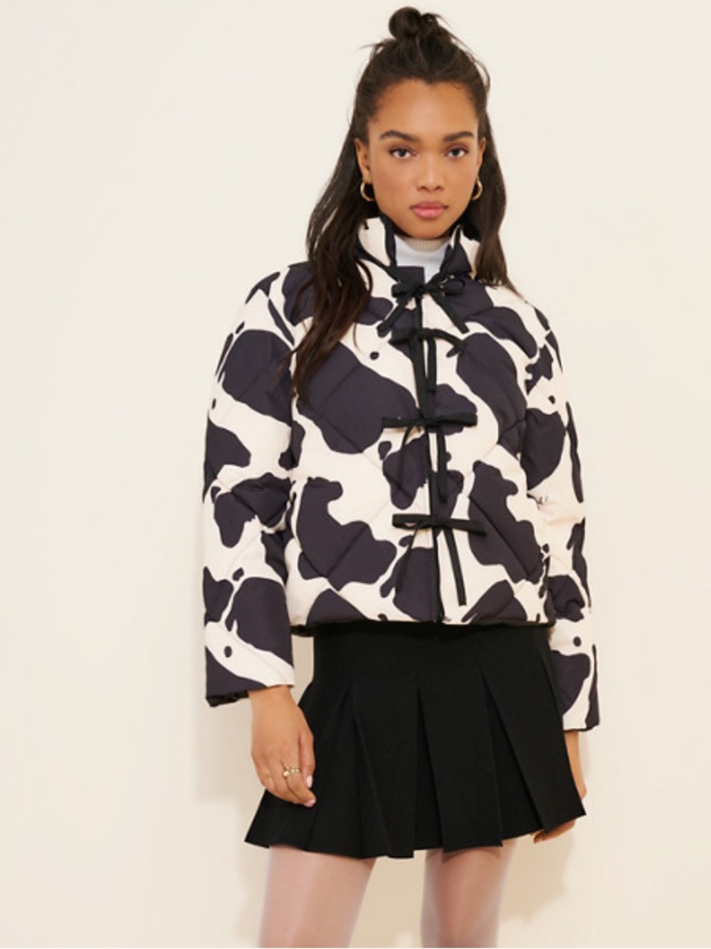 Lisa Says Gah! Lady Puffer Jacket Cow Print L